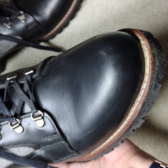 Wolverine 1000 Mile men's black leather & gray wool ankle boots. Mint. Size 11.5 - Picture 5 of 16